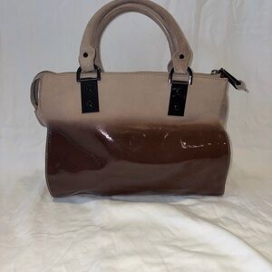 Kenneth Cole Beige and Brown Leather Satchel